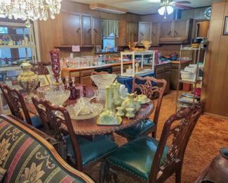 View of the Mahogany dining table and 8 chairs