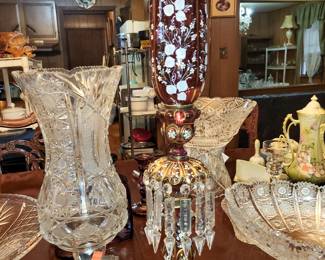 Hand-painted ruby glass lustre