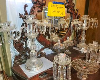 Pair of cut crystal candelabras