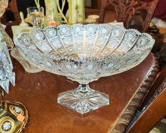Cut glass compote