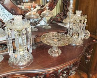 Pair of cut crystal candelabras