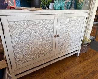 White Carved Front Sideboard