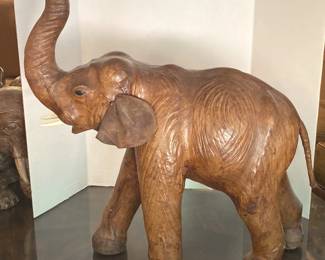 Lucky Trunk Up Leather Covered Elephant