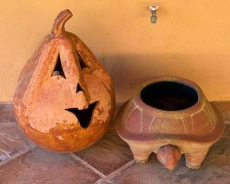 Large Clay Pumpkin Turtle Pottery