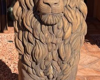 Stately Cement Lion Statue