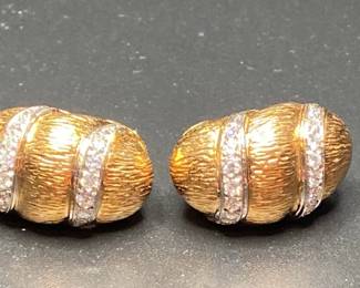 14k Yellow GOld Diamond Dom Earrings