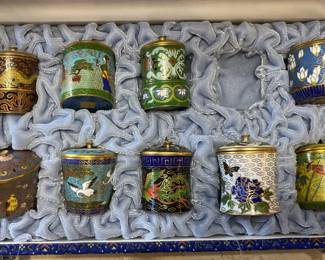 Cloisonne Trinket Jars With Lids
