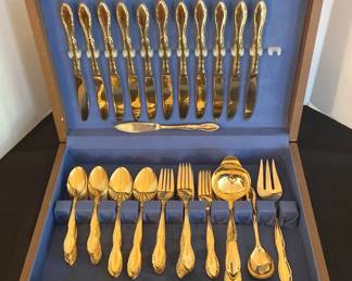 Continental Goldtone Stainless Steel Flatware Set