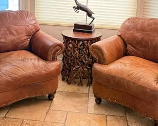 SOFTLine Brown Leather Arm Chairs Made In Italy