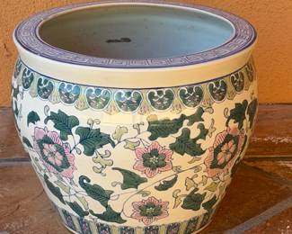 BlueGreen Floral Asian Pot