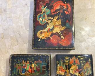 Black Lacquer Art Boxes