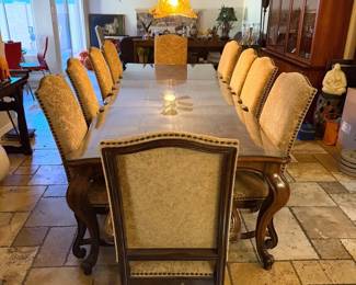 A.R.T Ornate Wooden Dining Table 10 Chairs