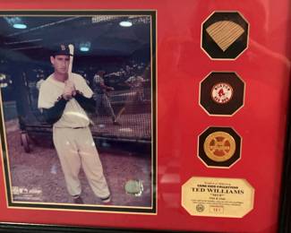 Ted Williams Framed Numbered Photo from Game Day Used Jersey Collection