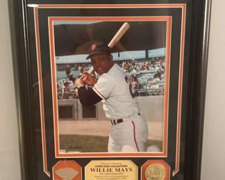 Willie Mays Framed Numbered Photo From Game Day Used Jersey Collection