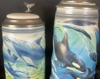 2 SeaWorld Collector Series Steins