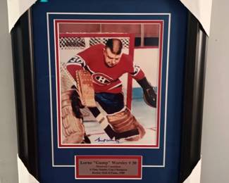 Signed Framed Under Glass Signed Photo of Lorne Gump Worsley 30 Montral Canadiens