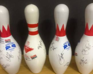 4 Signed Bowling Pins