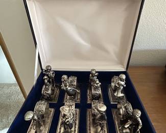 Vintage Silver Plate Children At Play Napkin Rings- Set of eight with box.