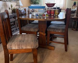 Trestle table with 6 chairs