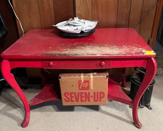 Desk painted red