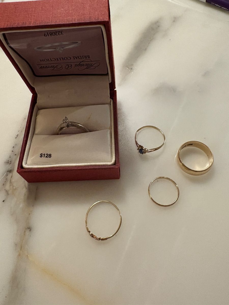 Ask cashier to see gold rings 14k and 10k