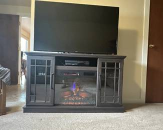 TV stand electric heater with storage shelves