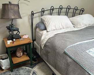 Bed headboard and frame. Moose lamp