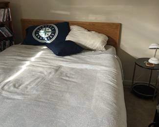 Bed headboard and frame. Mattress with air controls for firmness.