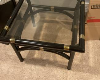 Black Lacquer Bamboo Side Table (2 Available)
