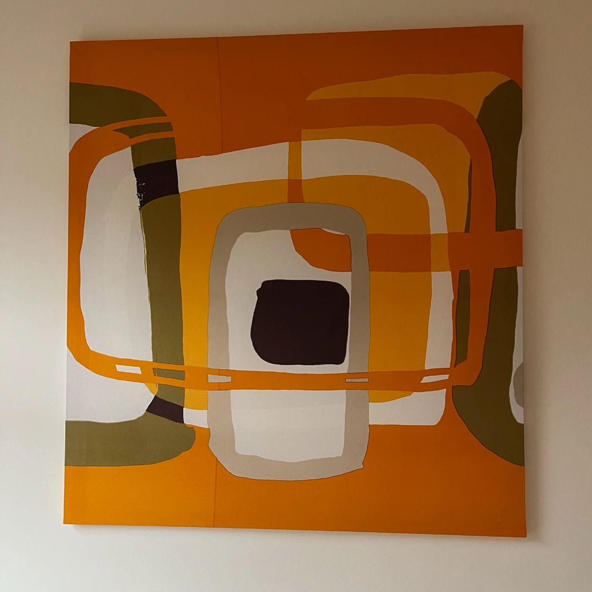 R1 - $25. Framed Fabric Art. Measures 53" x 49".