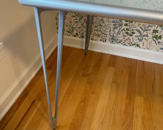 R50 - $95. IKEA Vika Lauri Frosted glass desk with hairpin legs. Legs can be removed for transport if needed. Measures 46" x 30.5" x 29" tall.
