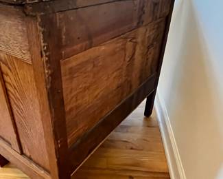 R24 - $85. Antique Cabinet. Drawers slide and doors open. Measures 32" wide x 19.25" deep x 29" tall.