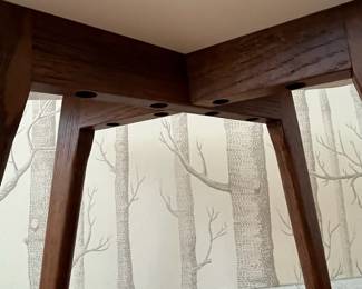 R5 - $100. Article "Vena" Walnut Side Table. Measures 21.5" x 12" x 18" tall.