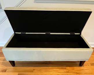 R23 - $40. Storage Bench. Measures 44" x 17" x 18" tall. Works great! Minor staining on the top - might clean off.