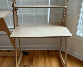 R7 - $450. WFH Standing Desk. Model WFH Double Wide Desk. Measures 31.5" wide x 22.5" deep x 48" tall. Desk height is adjustable. Shorter side is 31.5" wide x 22.5" deep x 47.5" tall.