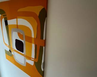 R1 - $25. Framed Fabric Art. Measures 53" x 49".