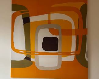 R1 - $25. Framed Fabric Art. Measures 53" x 49".