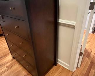 R43 - $125. 5 Drawer Dresser. Measures 37.5" wide x 19" deep x 48" tall. All drawers slide easily. Very good condition.