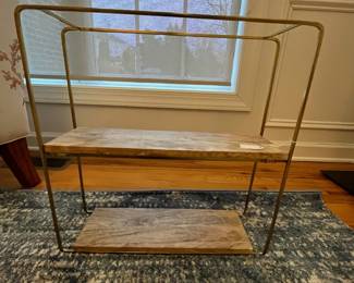 R34 - $20. Metal Wall Shelf. Measures 20" wide x 4.25" deep x 20.25" tall.