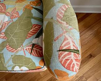 R8 - $75 Oversized Arm Chair. Furnitureland South Brand. Measures 31" wide x 30" deep x 40.5" tall. Seat is faded on both sides.