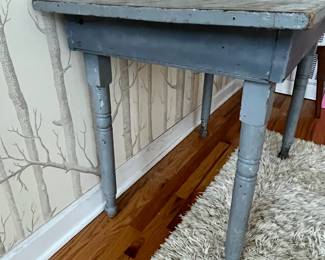 R20 - $75. Small primitive table, slate blue finish
Measures 36”W x 21”D x 27”T
