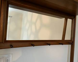 R28 - $650. West Elm Mid Century Style Hall Stand. Measures 34" wide x 14.75" deep x 76.25" tall. Has hooks for jackets, a bench and 2 drawers! Excellent Condition!