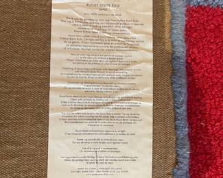 R46 - $75. Pottery Barn Kids "Rugby Stripe" area rug. 100% wool. Measures 120" x 97". Very good condition!