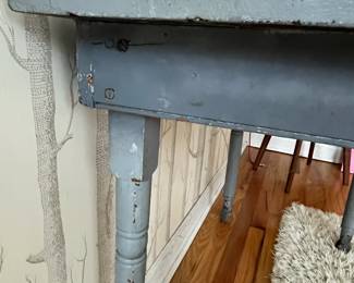 R20 - $75. Small primitive table, slate blue finish
Measures 36”W x 21”D x 27”T