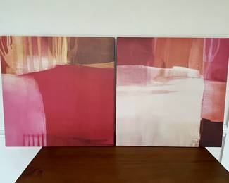 R19 - $25 PAIR. Canvas wall prints. Each measures 20" square.