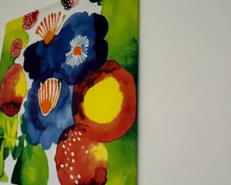 R9 - $25. Large Framed Fabric Wall Art. Measures