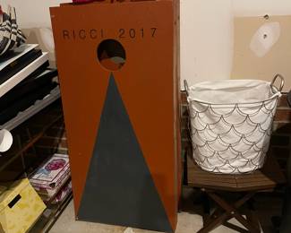 R53 - $25. Set of wooden corn hole boards & beanbags.