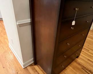 R43 - $125. 5 Drawer Dresser. Measures 37.5" wide x 19" deep x 48" tall. All drawers slide easily. Very good condition.