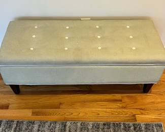 R23 - $40. Storage Bench. Measures 44" x 17" x 18" tall. Works great! Minor staining on the top - might clean off.