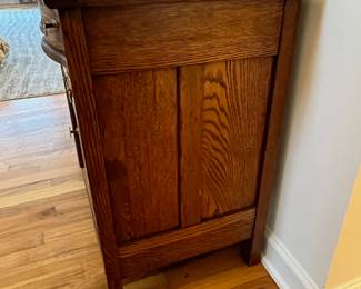 R24 - $85. Antique Cabinet. Drawers slide and doors open. Measures 32" wide x 19.25" deep x 29" tall.